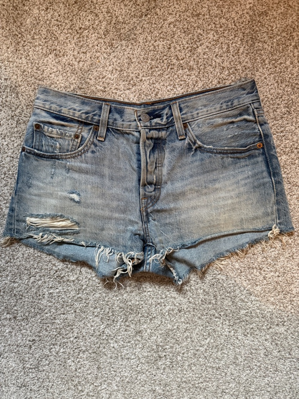 Levi's Light Blue Distressed Denim Cutoff Shorts